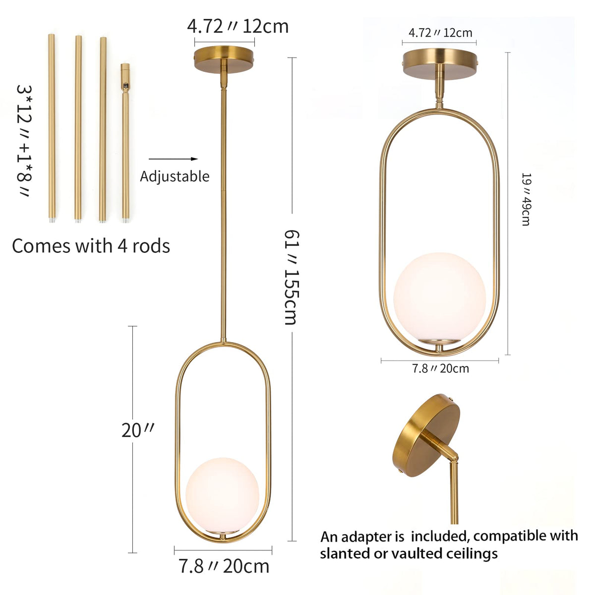 Modern Pendant Lighting Gold Globe Pendant Light Fixture (Milky Gold)