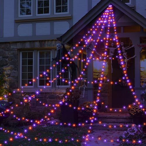 Halloween Decorations Outdoor 455 LED Halloween Spider Web Lights