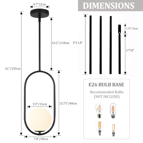 Black Pendant Lights Kitchen Island (Black+E26)