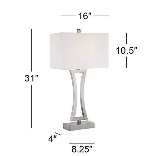 Roxie 31" Large Table Lamps Set of 2 Silver Brushed Nickel Metal