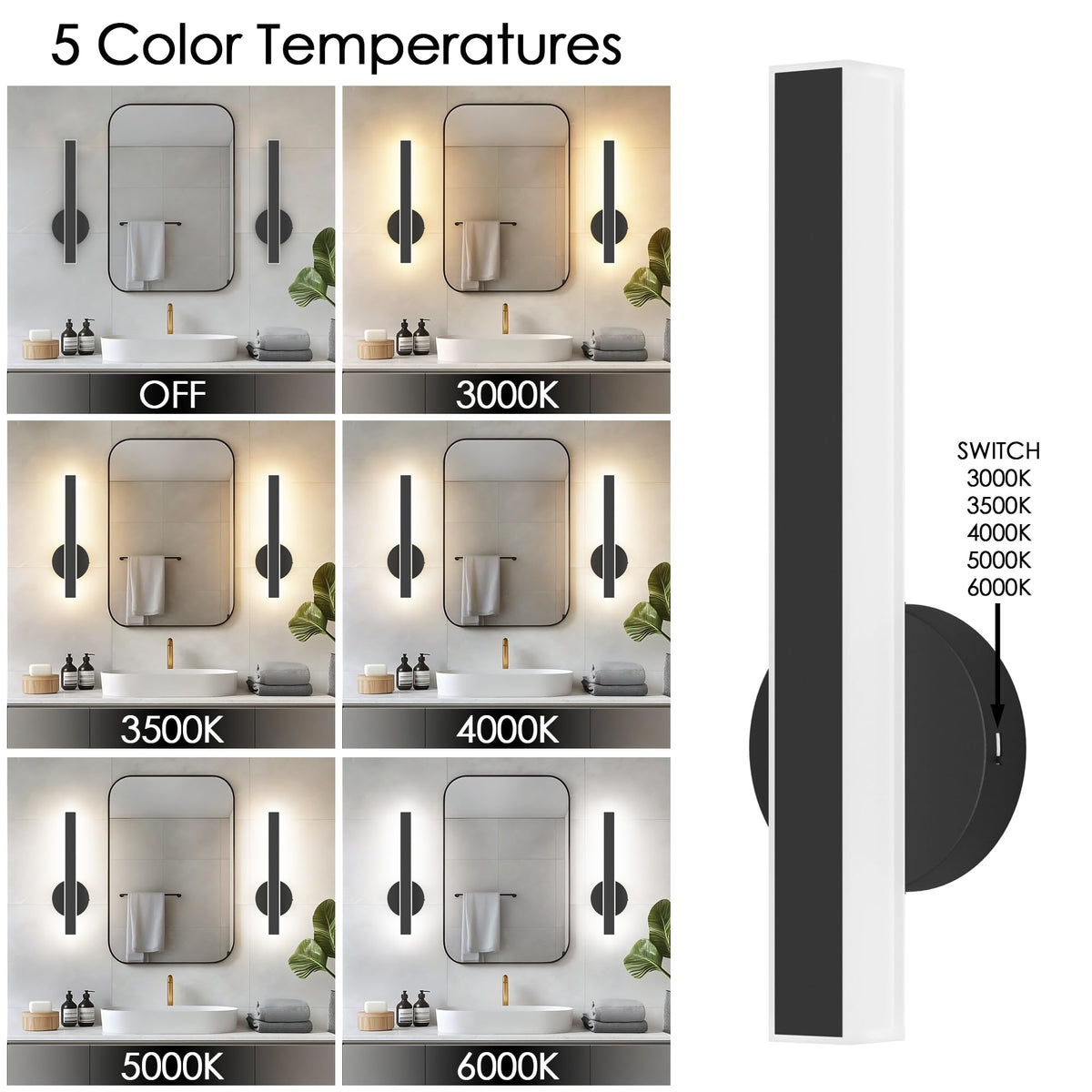 Black Wall Sconce Hardwired Modern LED 18W Wall Sconce Set of Two (Black)