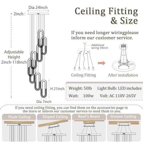 Modern Led Gold Chandelier Adjustable 8 Rings Crystal Chandelier for Foyer Stairwell Crystal High Ceiling Pendant Light Dimmable 2700K (Gold / 8 Rings (New))