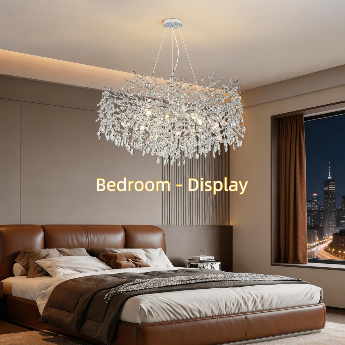 Modern Crystal Tree Branches Chandelier (Silver / Round 40")