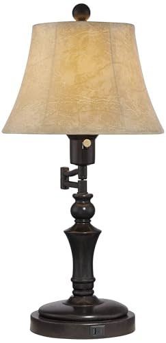 Corey 21 3 4" High Table Lamp USB Bronze Brown Traditional Swing Arm Hotel (Bronze)