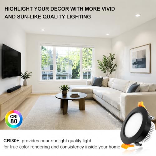 2 Inch LED Recessed Lighting (5000k (Daylight White) / 10 Pack (Black))