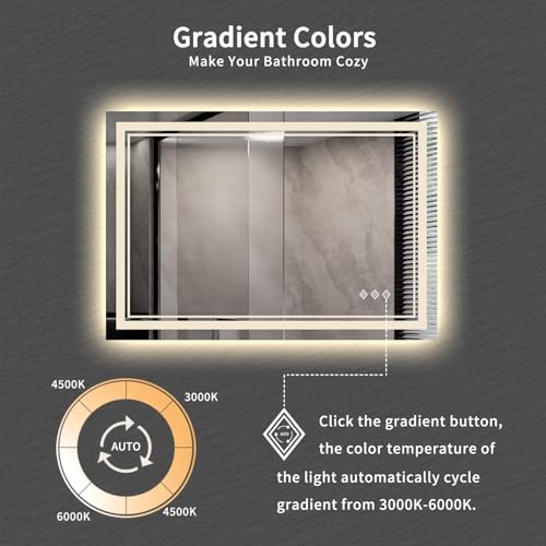 Bathroom Mirror (Front and Backlit / 44"L x 30"W)