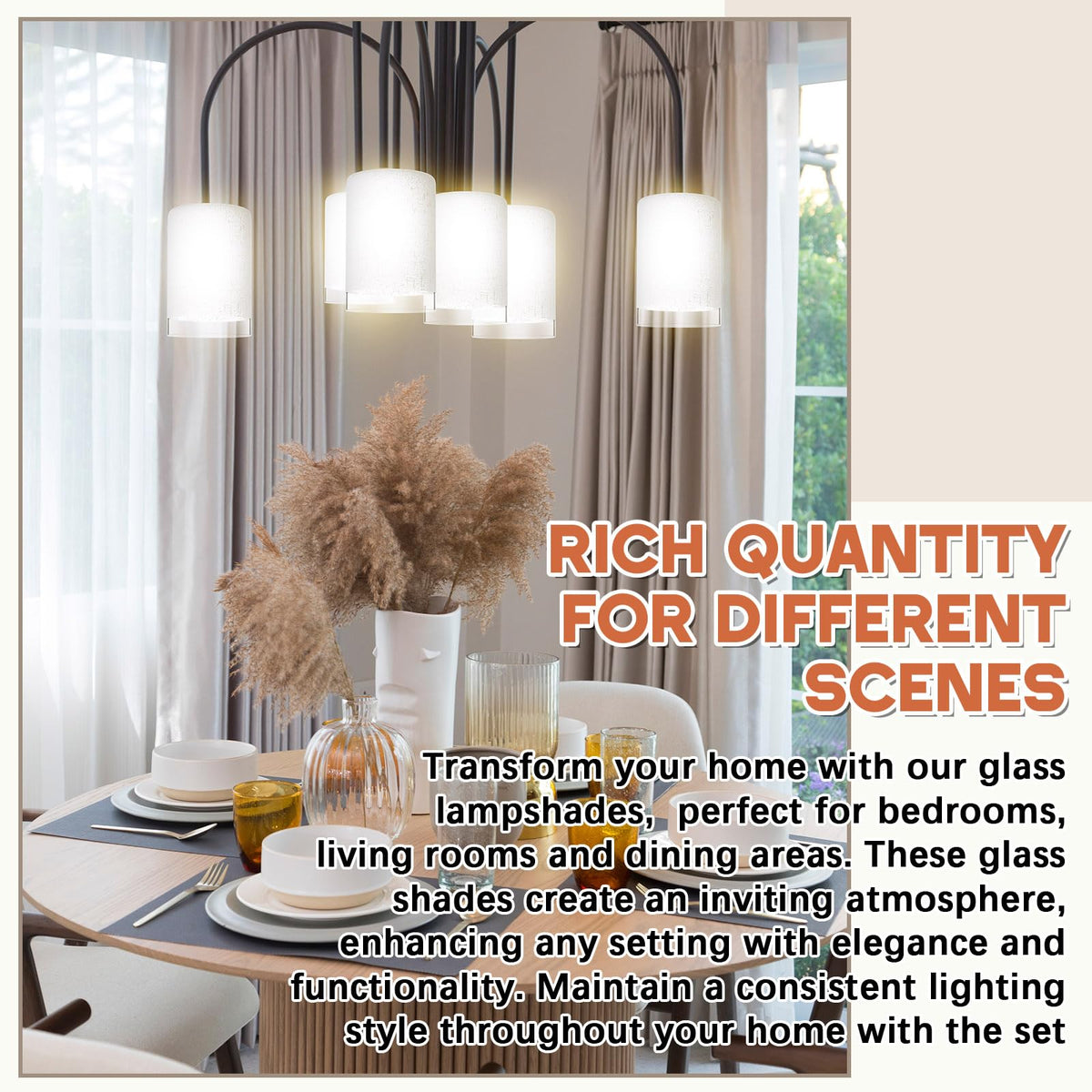 8 Pcs White Linen Frosted Glass Lamp Shade 1 (White / Linen Frosted)