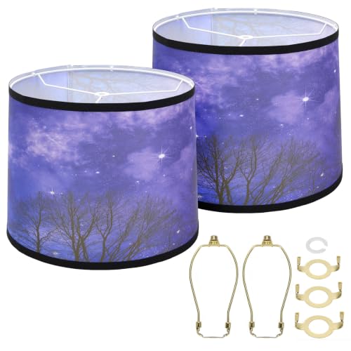 Drum Lamp Shades Set of 2 (Forests-Starry Sky)