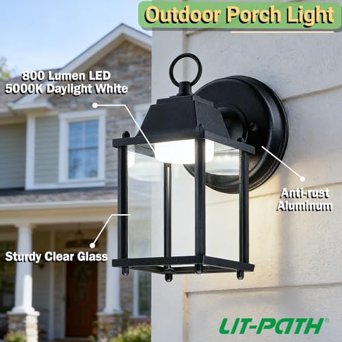 Outdoor Wall Light Fixture (5000K Black / 1-pack)