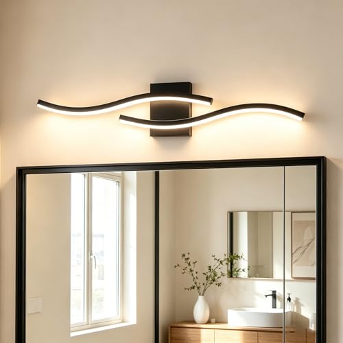 Black Curved Bathroom Vanity Light Fixture Over Mirror (Black / 31.5INCH)