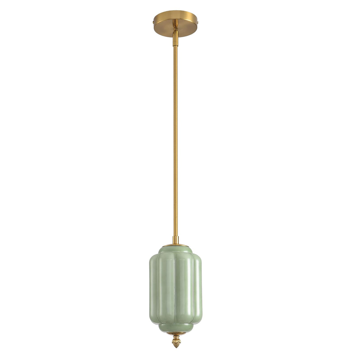 Vintage Green Glass Pendant Lights 1 Pack 5.5 Inch Mid Century Brass Hanging Ceiling Light (Green-1 Pack / 5.5 Inch)