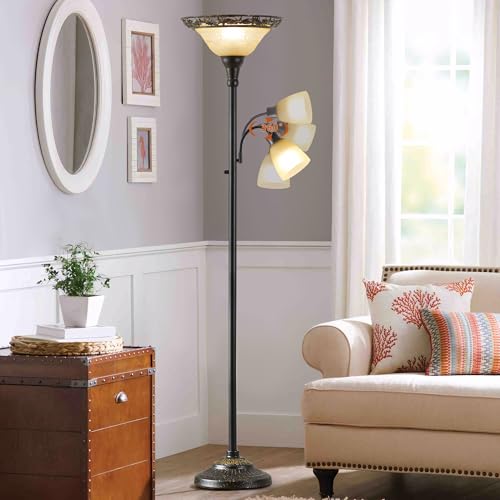 Torchiere Floor Lamps for Living Room (Black,Yellow)