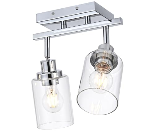 2 Light Track Lighting Kit Ceiling Kitchen Track Lighting Fixtures Chrome Bathroom Vanity Wall Lights with Clear Glass Multi (Chrome / 2-Light)