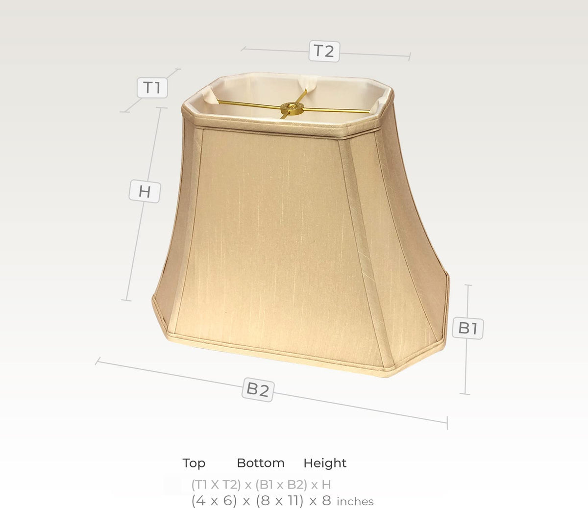 DBS-710-11BG-2 Rectangle Cut Corner Basic Lamp Shade, (4x6) x (8x11) x 8, Beige, 2-Pack ((4x6) x (8x11) x 8 / Beige - 2 Pack)