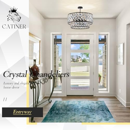 24" Black Crystal Chandelier (Big Drum Black)