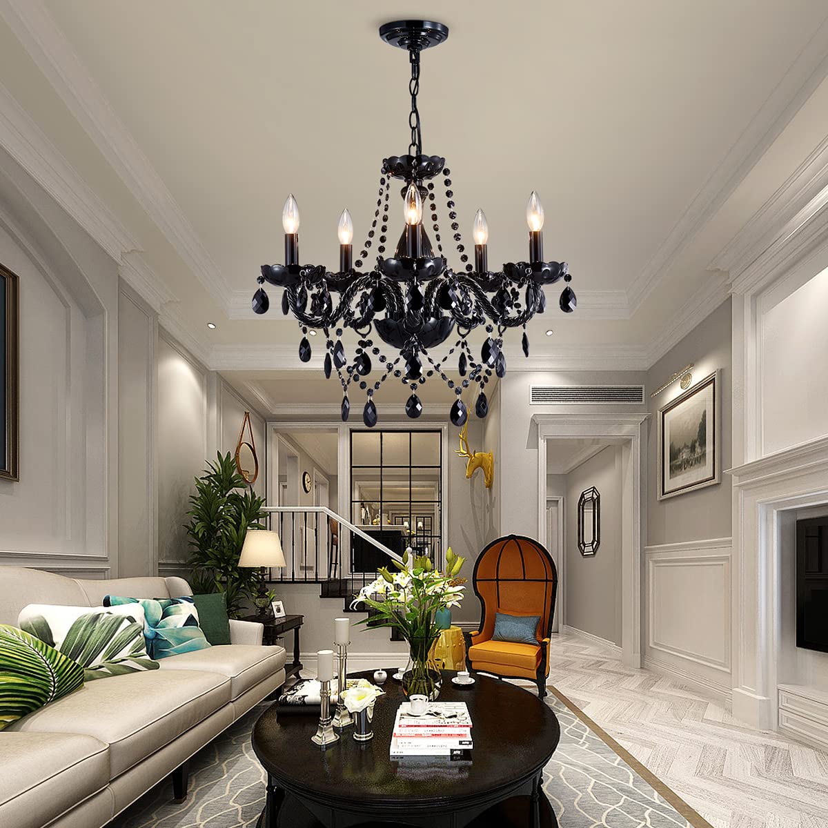 Saint Mossi Modern K9 Crystal Chandelier (Black Crystal / W19" 1 Tier)