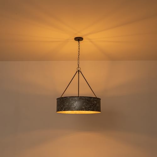 24" Metal Drum Chandelier 5 (Distressed Iron / 24")