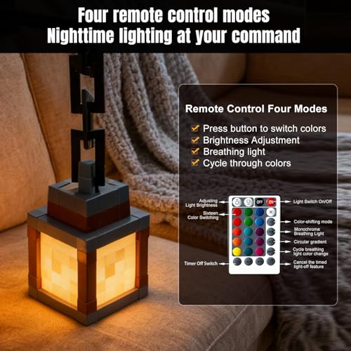 Pixelated Lantern Night Light (Brown)