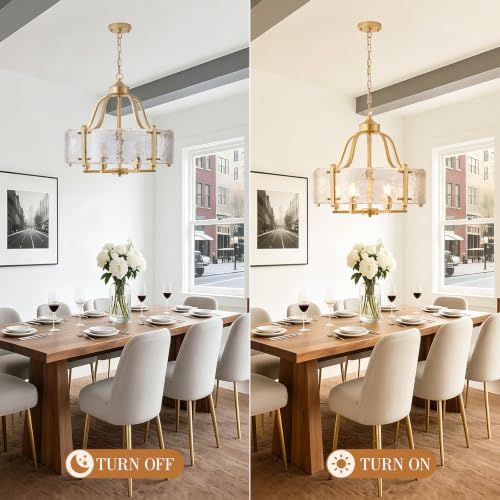 Sand Gold Hammered Glass Drum Chandelier (Sand Gold / 22 Inch)