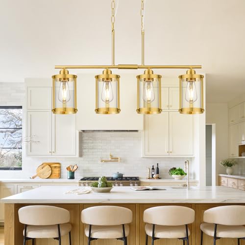 Brushed Gold 4 (Gold + Clear Glass / 4-Light, Linear)