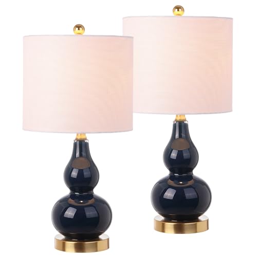 Anya Gourd Glass Table Lamp 20.5" (Set of 2 / Navy)