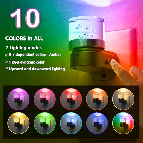 Night Light Night Lights Plug into Wall (RGB（Short Bubble-Black） / 2 Pack)