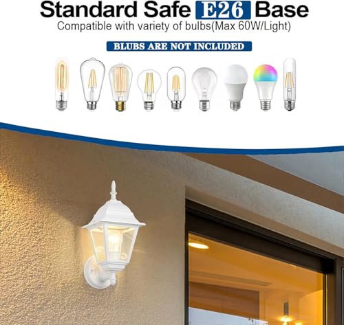 Outdoor Wall Lantern 2 Pack White Outside Porch Light (White / Standard Version)