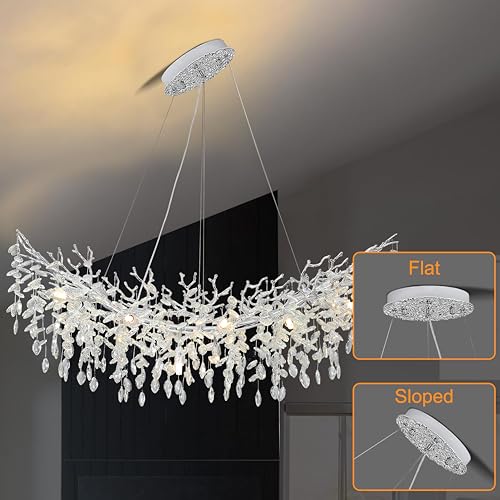 Modern Crystal Tree Branches Chandelier (Silver / Arc 40")