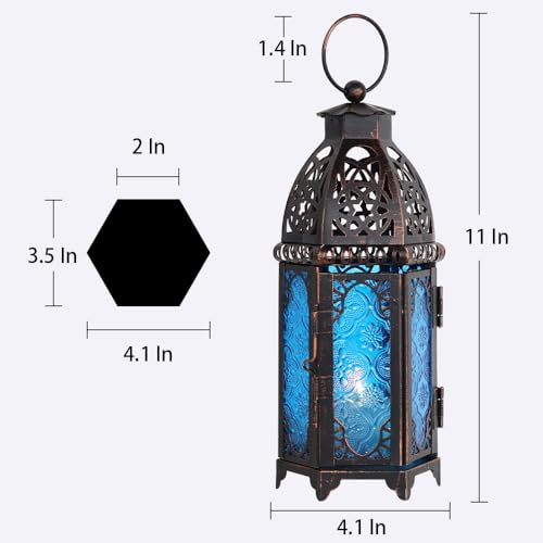 Christmas Lanterns Decorations Indoor & Outdoor (Medium / Blue - 11''h)