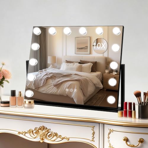 Vanity Mirror with Lights (Black / 19"L x 16"W)
