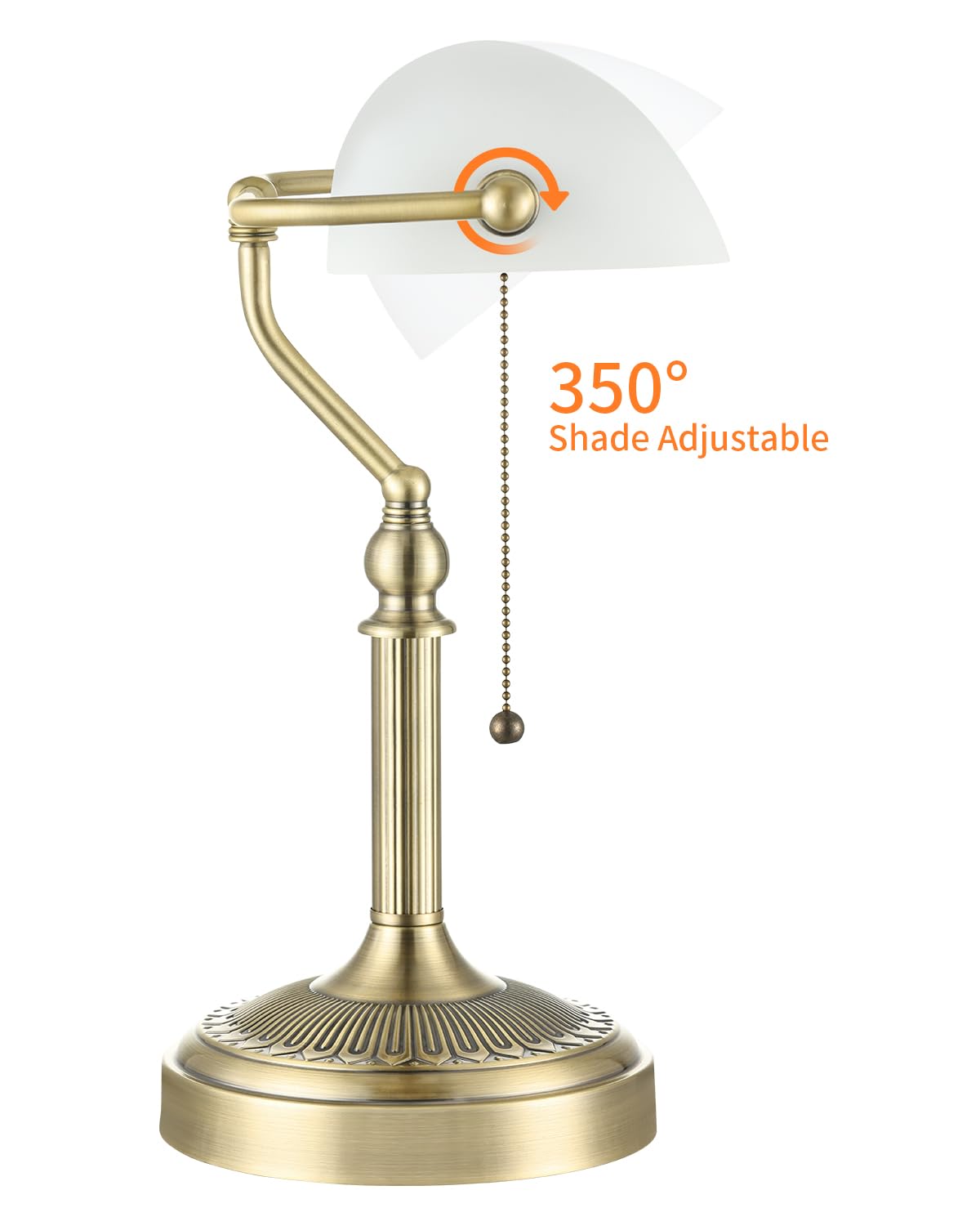 Matted White Traditional Glass Bankers Desk Lamp (Matted White-Simple / Simple style)