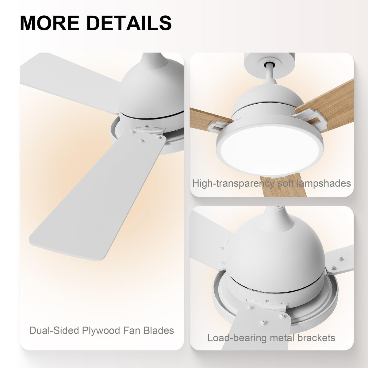 52" Ceiling Fan with Lights (White / 52 Inch)
