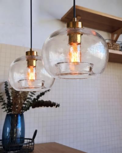 Glass Pendant Lights (Textured Clear 2 Pack)