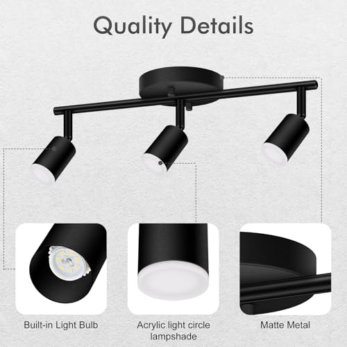 3 Light Track Lighting Fixtures Ceiling (3 light black)