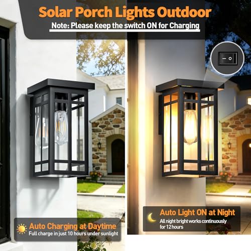 Solar Porch Lights Outdoor 2 Packs