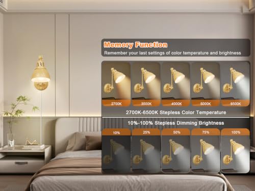 1 Pack Plug in Wall Sconce with Remote Control (Oak-1 PACK(Bulb+Remote))