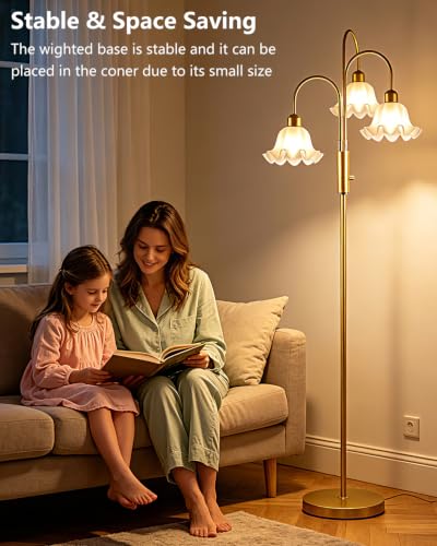 70IN Flower Floor Lamp for Living Room (3F-D_Gold)