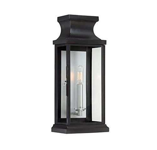 5-5910-BK Brooke Traditional Clear Glass Outdoor Wall Lantern, 1-Light 60 Watt, 17" H x 7" W, Black (17" Height)