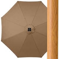 10ft Solar Polyester LED Lighted Patio Umbrella w