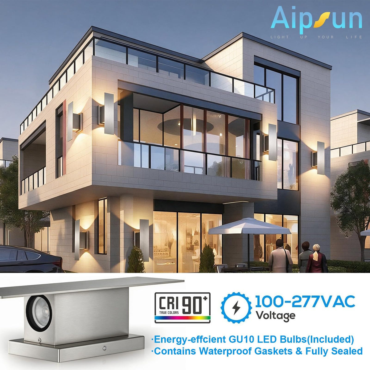 1 Pack Nickel Outdoor LED Up Down Wall Sconce (Brushed Nickel)