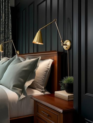 Ellis 18" Modern Swing Arm Wall Sconce for Bedroom (Warm Brass / 18")