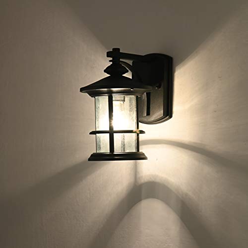 12.5" Modern Farmhouse Textured Black Outdoor Wall Light Fixture (Black / 1 Pack H12.5")