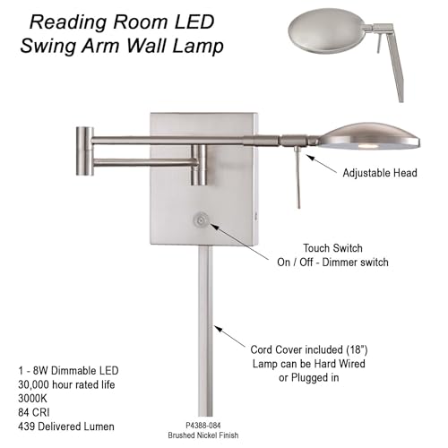 P4338 084 George's Reading Room LED Swing Arm Wall Lamp (Brushed Nickel)