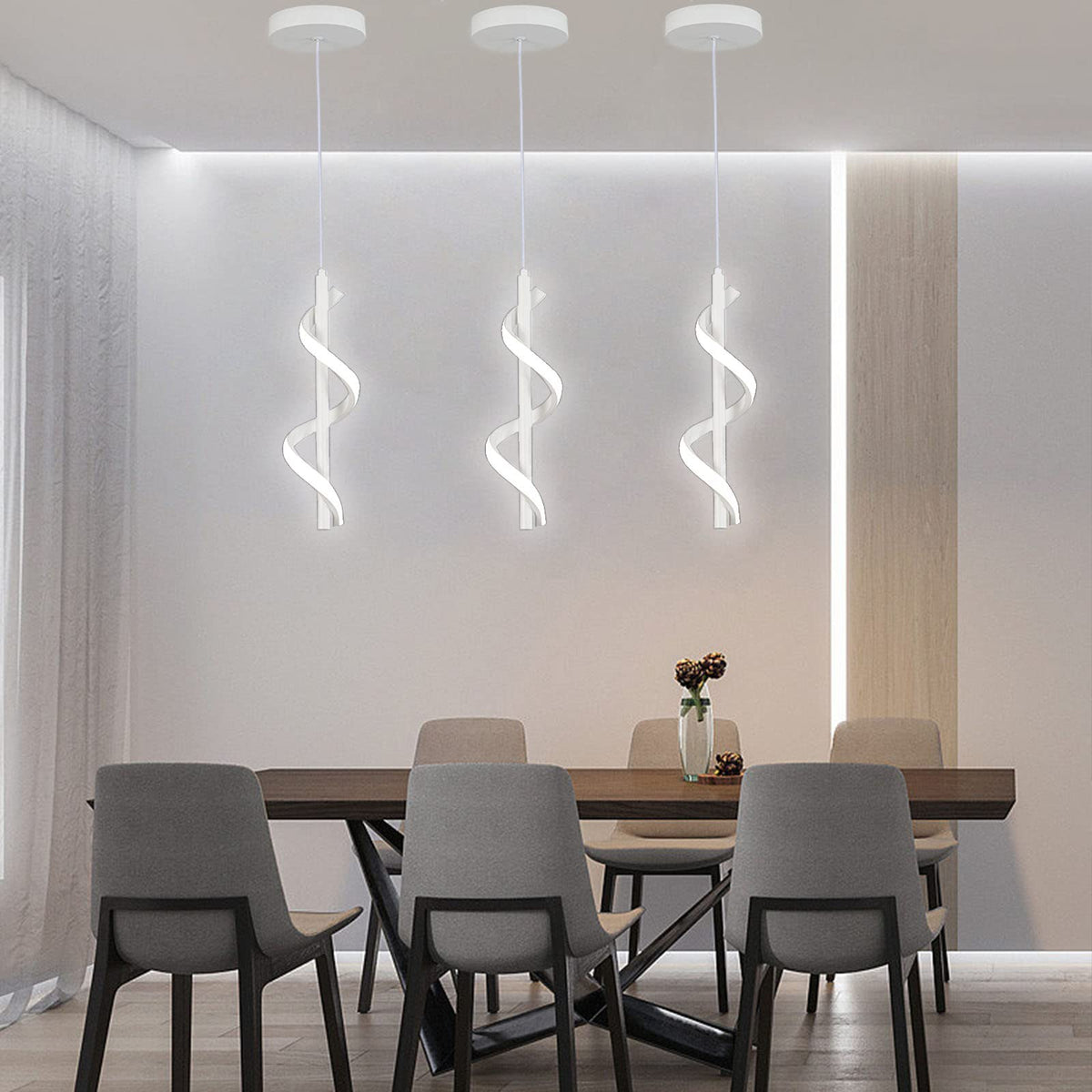 13W Modern Spiral Led Pendant Light Fixture (White)