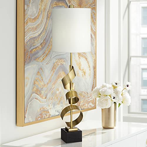 Ziggy 32" Large Table Lamp Gold Scroll Console Skinny Sculptural