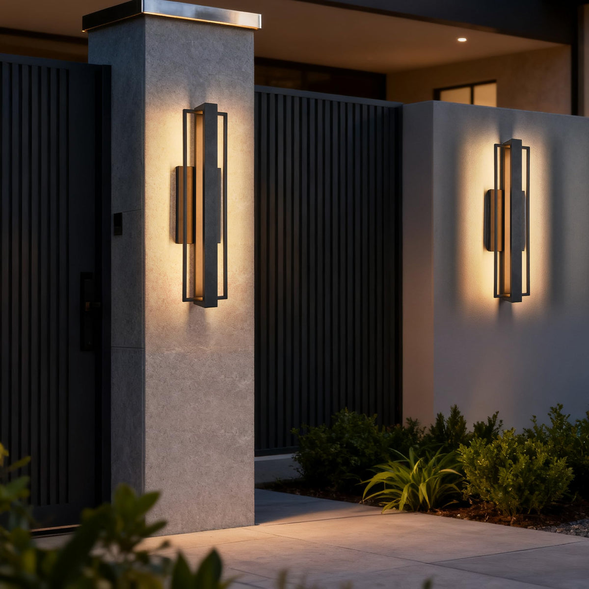 23 inch Modern Large Outdoor Waterproof LED Wall Light (1Pack Large 23"H 25W Black)
