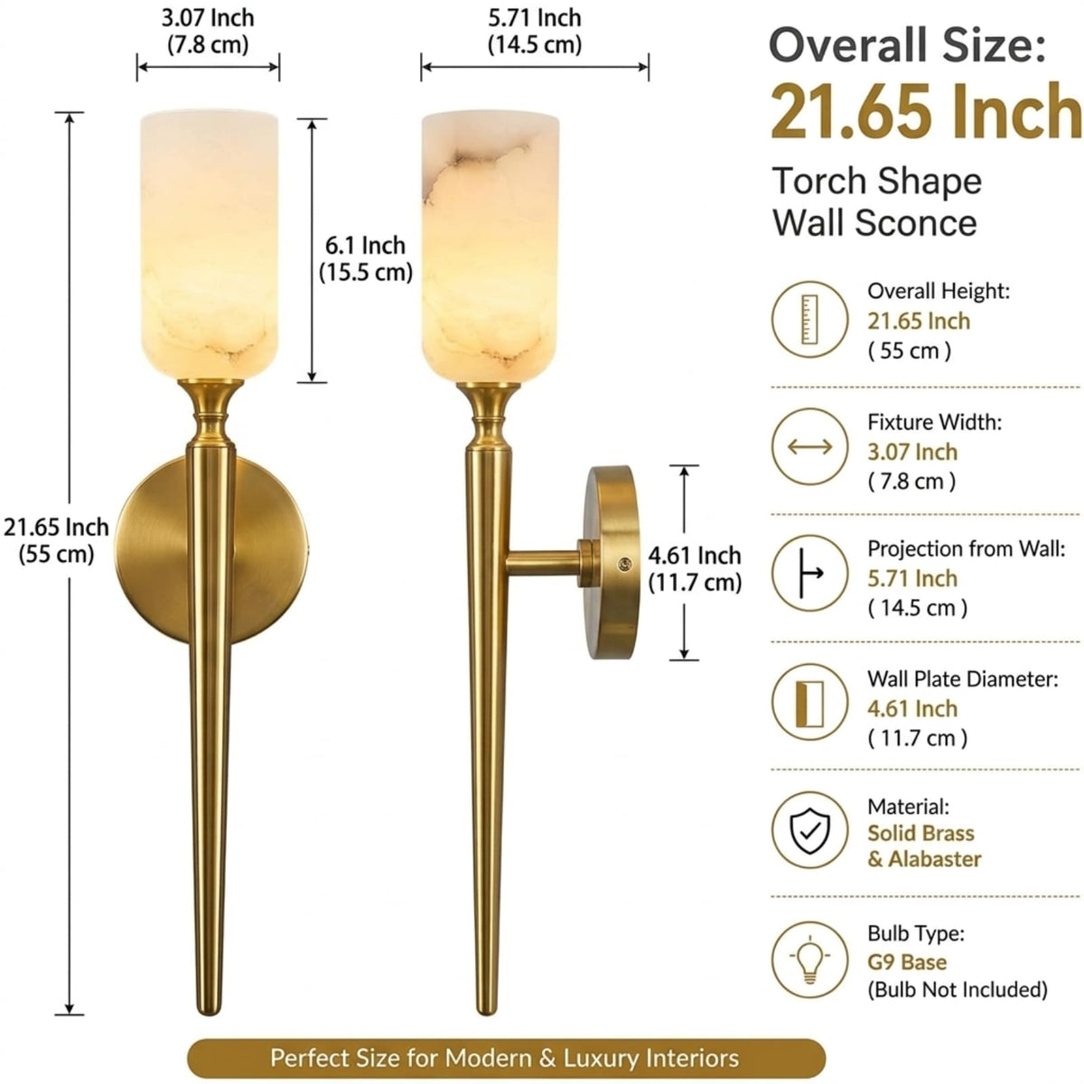 Alabaster Wall Sconces Set of 2