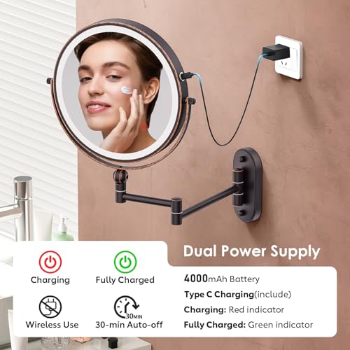 9" Wall Mounted Lighted Makeup Mirror