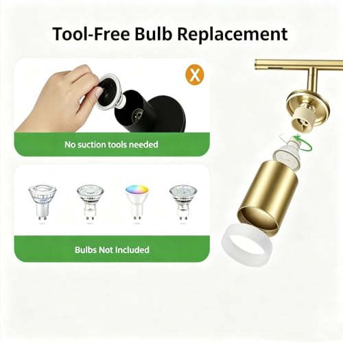 Gold 8 Light Kitchen Track Lighting Fixtures Ceiling LED Spotlight (Gold / 8 Light (Ceiling Mount))