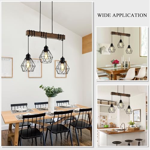 Farmhouse Dining Room Light Fixture (Black / 3-Light)